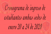 CRONOGRAMA DE INGRESO DE ESTUDIANTES 2020