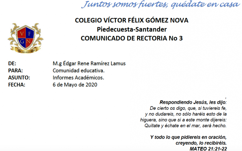 Informe de Gestión Académica y Disciplinaria Mayo 6 de 2020