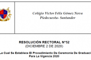 RESOLUCIÓN RECTORAL N°52-DICIEMBRE 2 DE 2020-CEREMONIA DE GRADUACIÓN