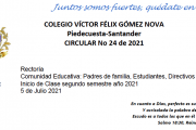 CIRCULAR 24 RECTORÍA-INICIO DE ACTIVIDADES ESCOLARES SEMESTRE 2 2021