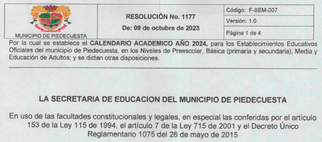 INICIO CLASES CALENDARIO ESCOLAR 2024